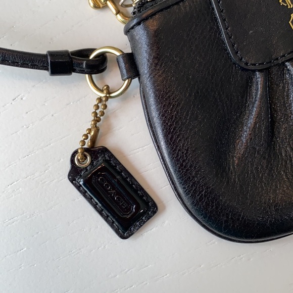 Black Leather Coach Wristlet - Picture 3 of 6